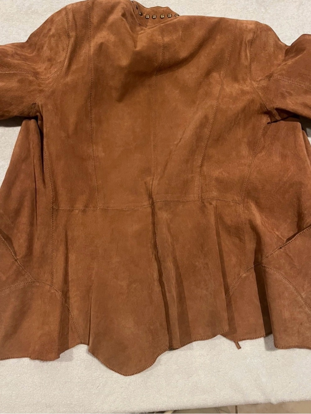 Chi By Falchi Suede Leather Studded Coat Western Boho Jacket Size M - Picture 13 of 14